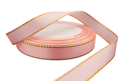 Лента атласная 1,2 см Розовый с люрексом 23 м